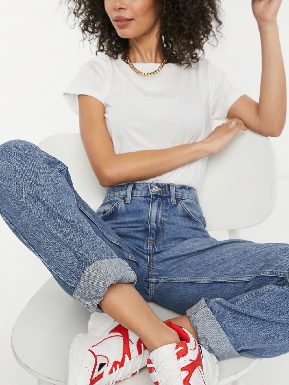 ASOS DESIGN Tall high rise 'slouchy' mom jean in midwash